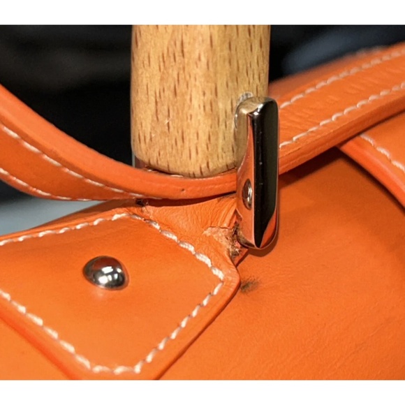 Goyard Mini Orange Structured Saigon Top Handle Bag Coated Canvas w/Leather - Picture 12 of 16